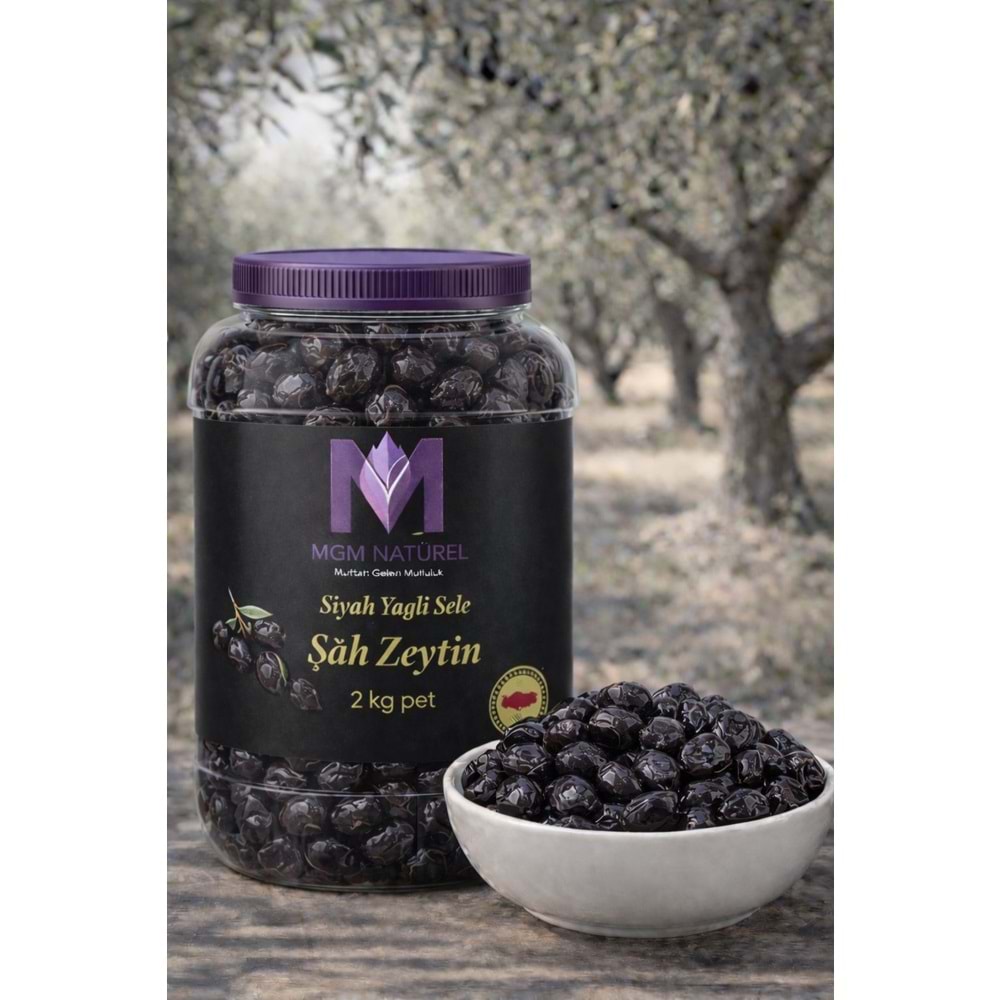Siyah Yağlı Sele Şah Zeytin - 2Kg