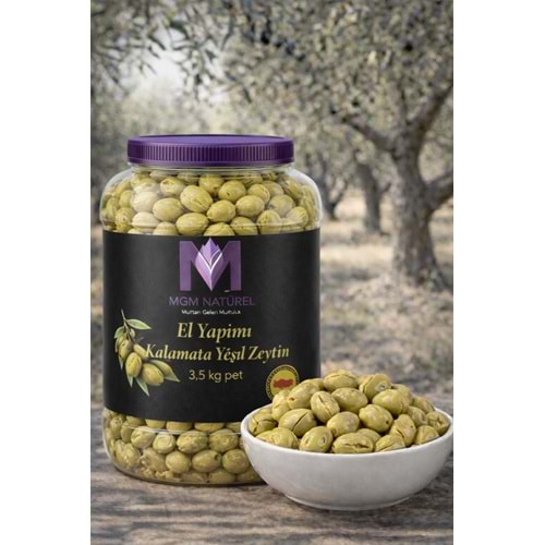 El Yapımı Kalamata Yeşil Zeytin - 3,5Kg