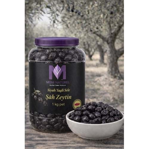 Siyah Yağlı Sele Şah Zeytin - 1Kg