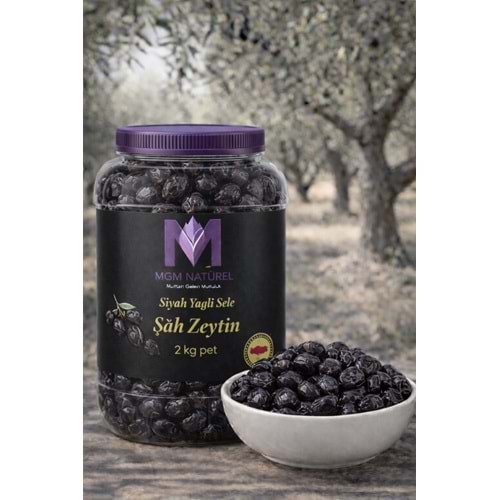 Siyah Yağlı Sele Şah Zeytin - 2Kg