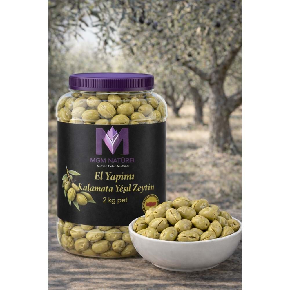 El Yapımı Kalamata Yeşil Zeytin - 2Kg